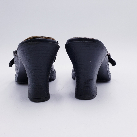 Vintage 90s y2k Mudd Bratz Brown Vegan Leather Chunky Heel Mules Size 8 - Picture 3 of 13